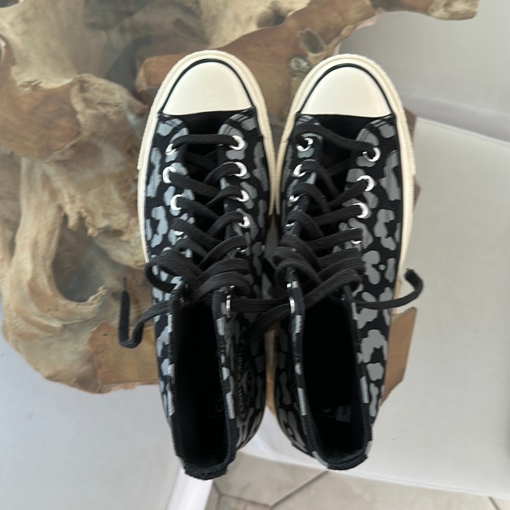 Brand new converse grey black leopard high top sneakers